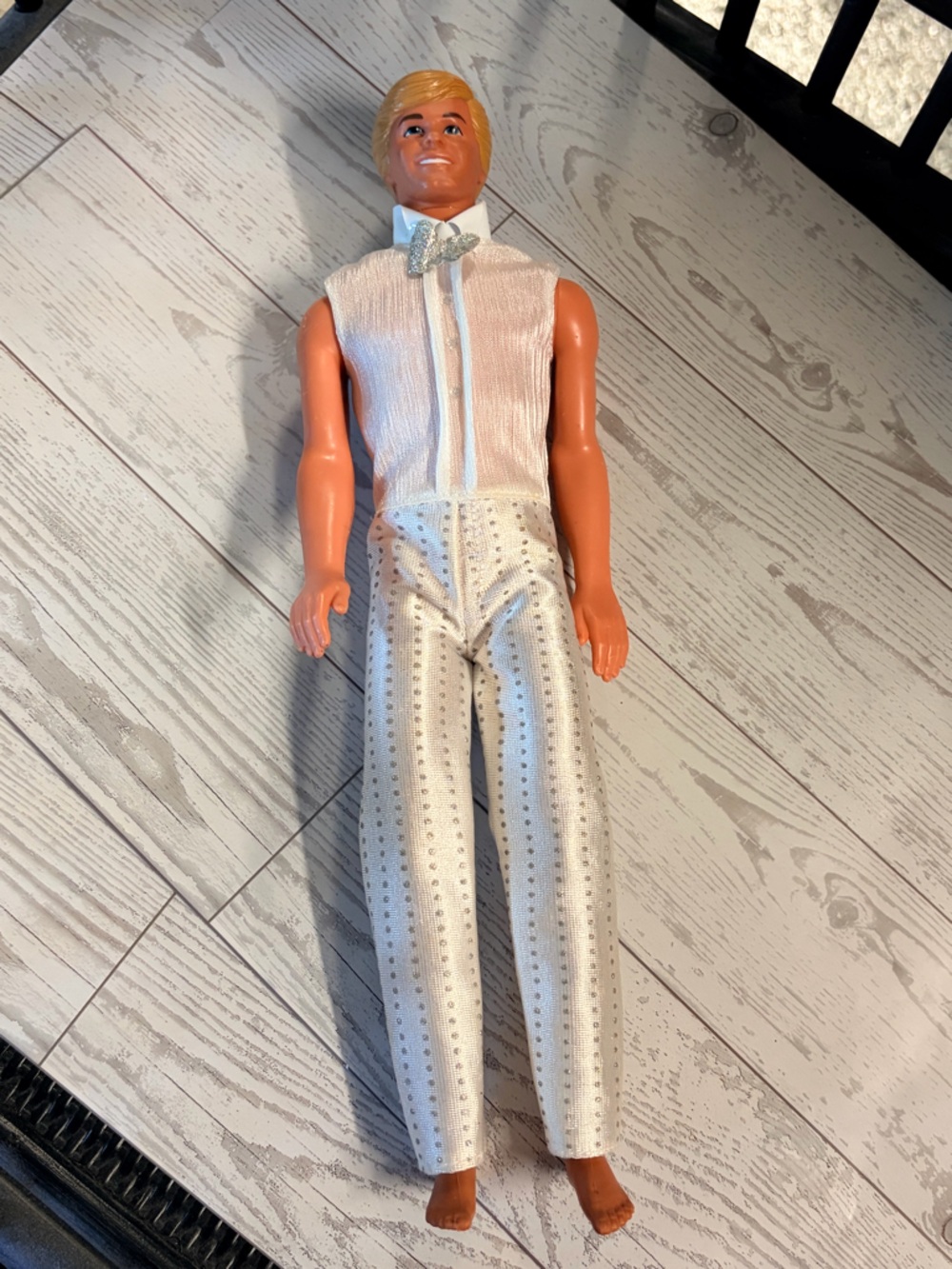 Mattel Blonde Ken Doll in White and Silver Outfit 1988